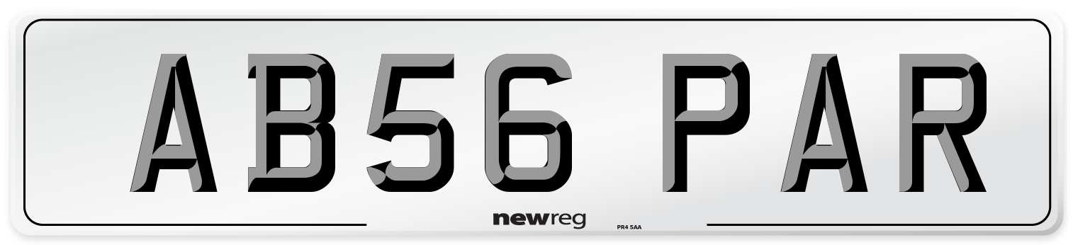 AB56 PAR Number Plate from New Reg